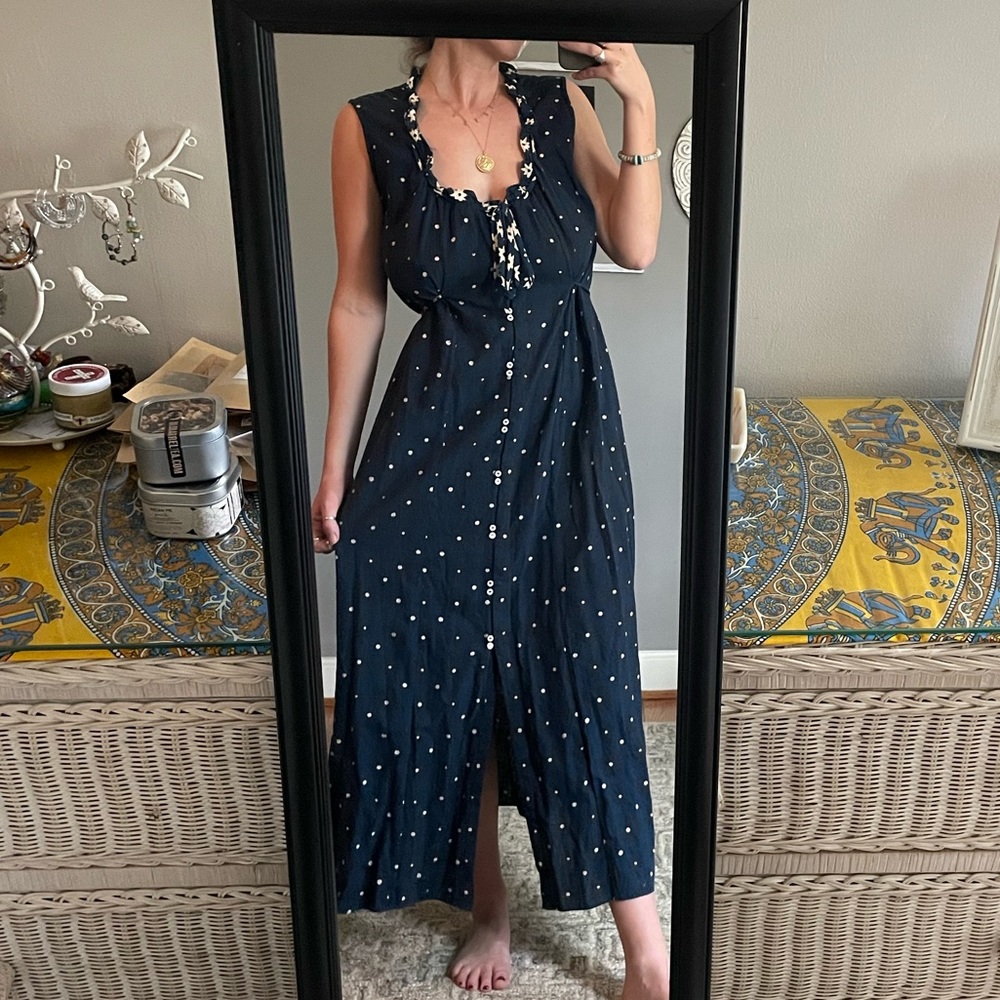 Lightly Worn Heriloom Hand Painted Indigo Dress. Great condition & quality!